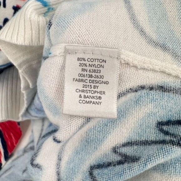 Christopher & Banks Women's Sailboat Beach Cardigan Sweater Blue Medium Coastal - Picture 4 of 10